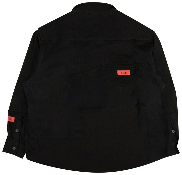 424 Button Down Collar Tag Shirt Black