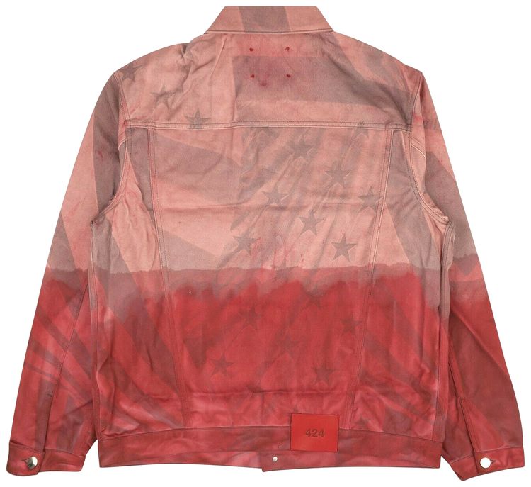 424 Pigment Dip American Flag Denim Jacket Pink