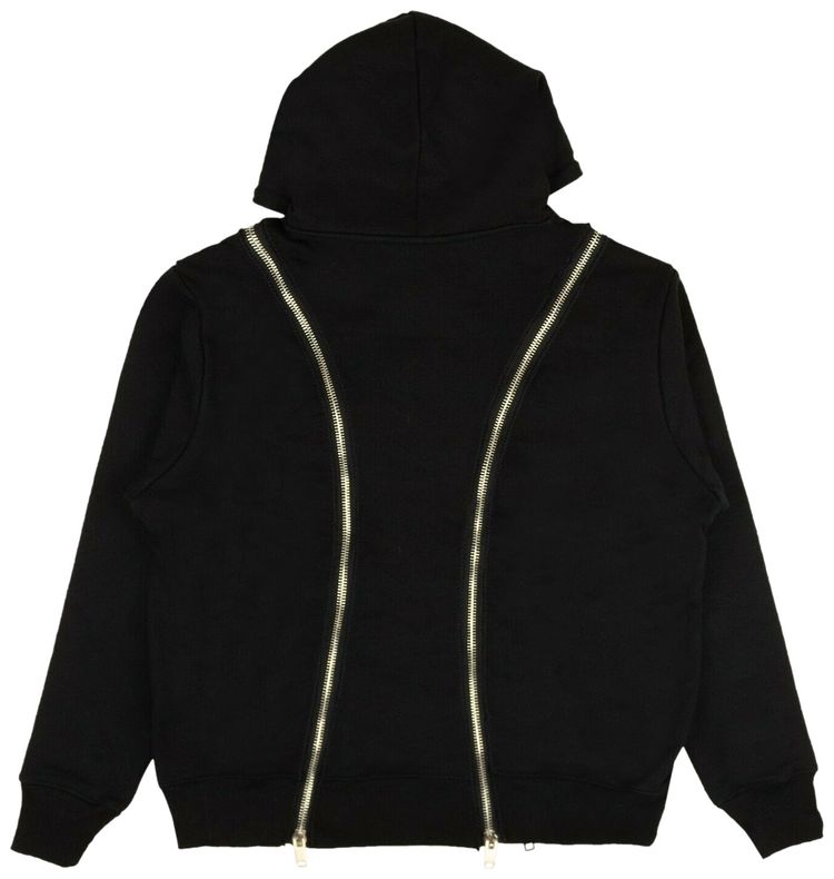 424 Double Zip Logo Hoodie Black