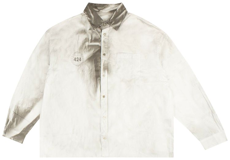 424 Long Sleeve Spray Paint Button Down Grey