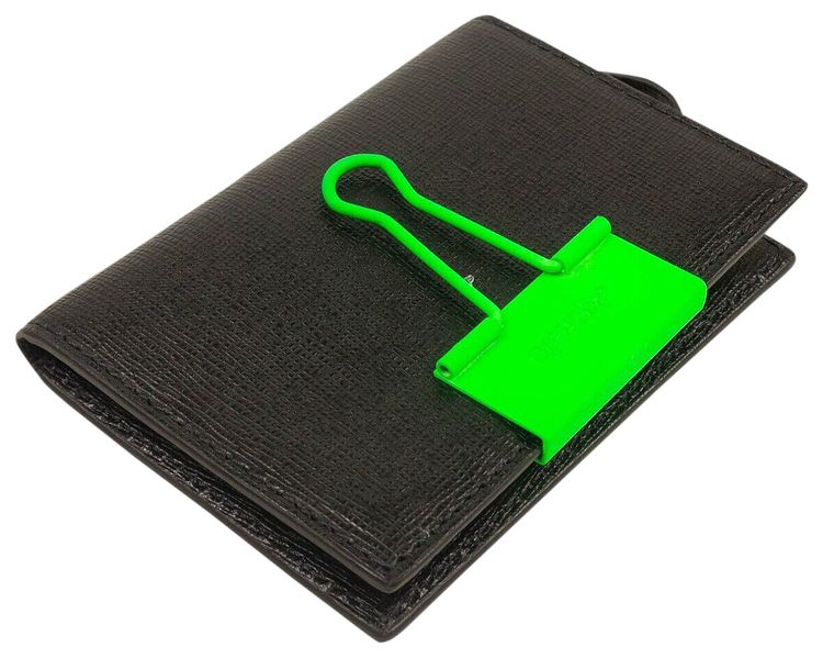 Off White Binderclip Cardholder BlackGreen