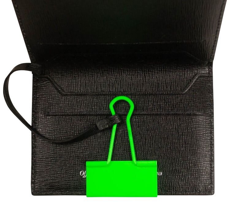 Off White Binderclip Cardholder BlackGreen