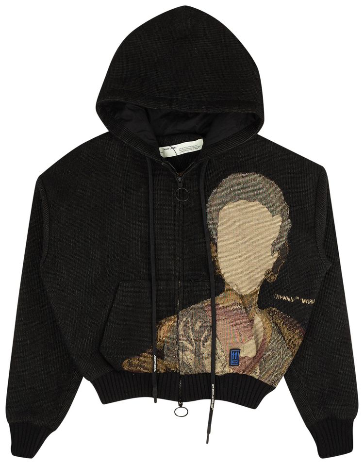 Off White Jacquard Knit Sweater Black