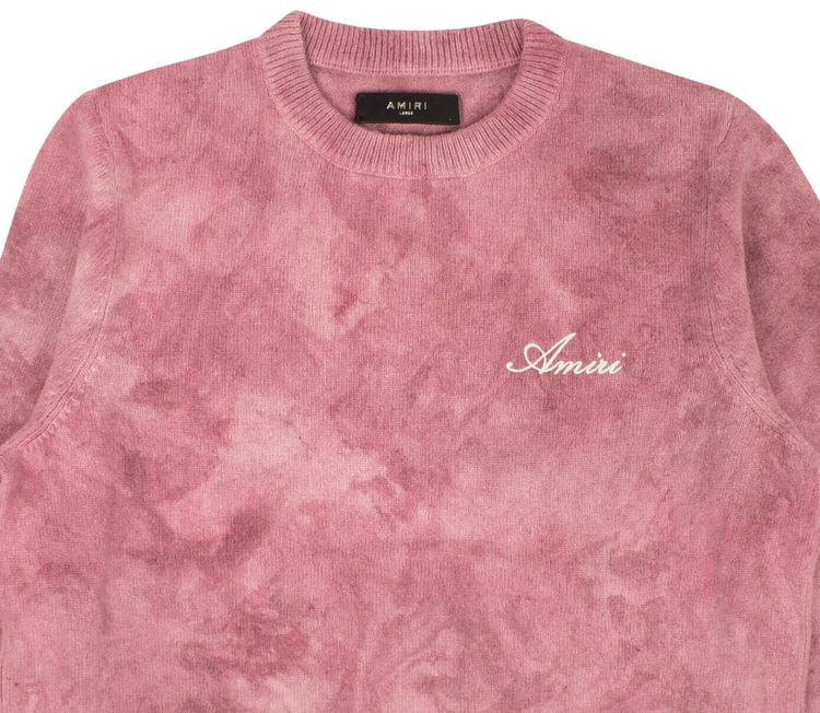 Amiri Marble Tie Dye Logo Sweater Pink