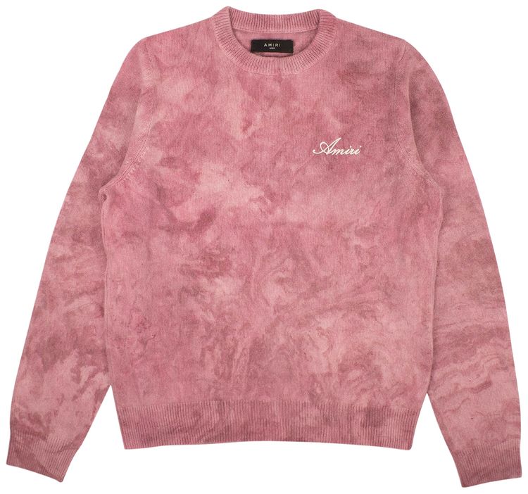 Amiri Marble Tie Dye Logo Sweater Pink