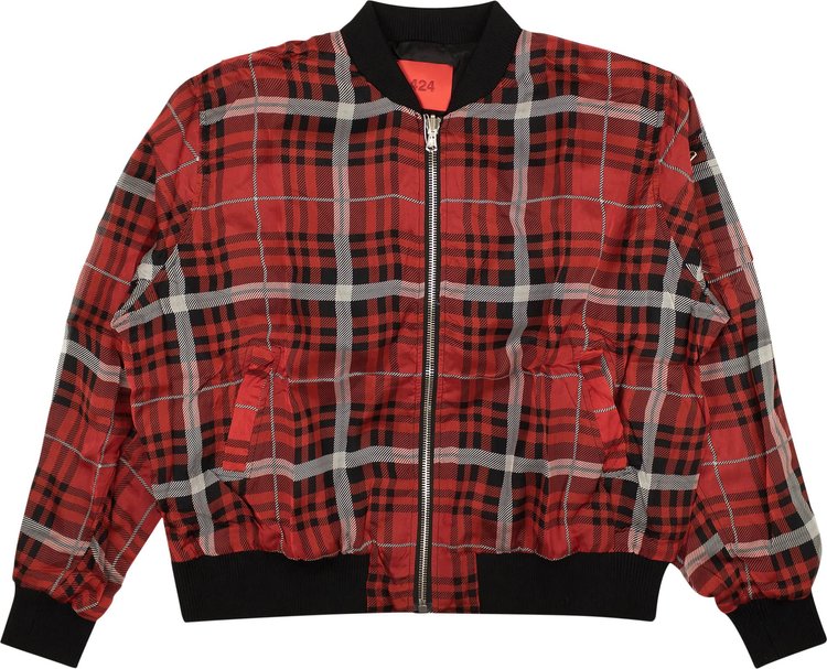 424 Plaid Zip Up Bomber Jacket 'Red'