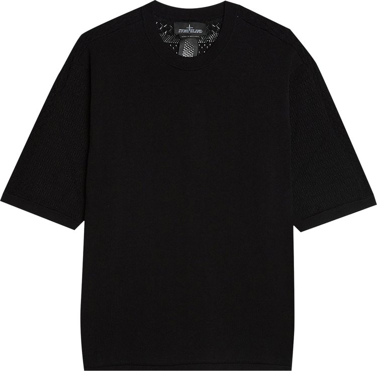 Stone Island Shadow Project Japanese Aran Short-Sleeve Knit T-Shirt 'Black'