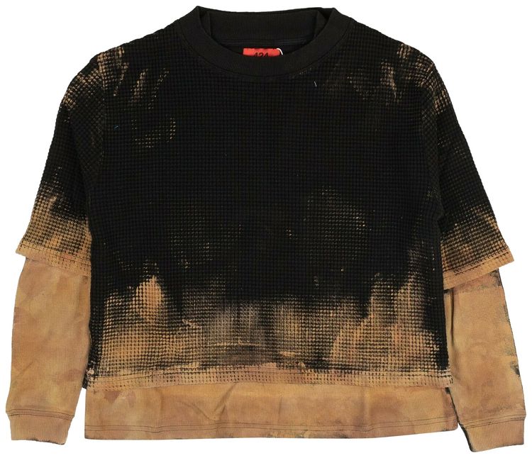 424 Waffle Crewneck Layet Shirt BlackBrown