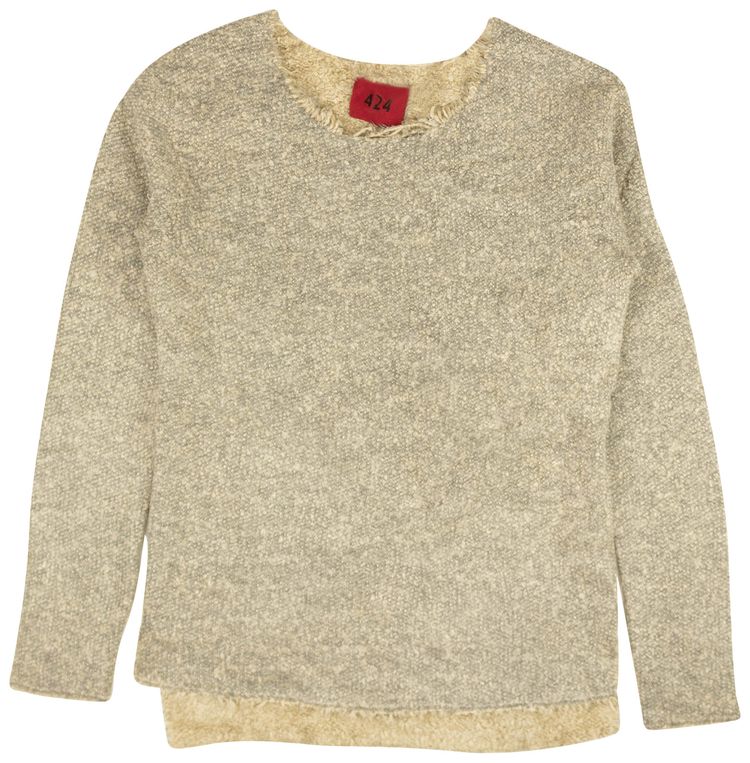 424 Ripped Collar Knit Sweatshirt Tea