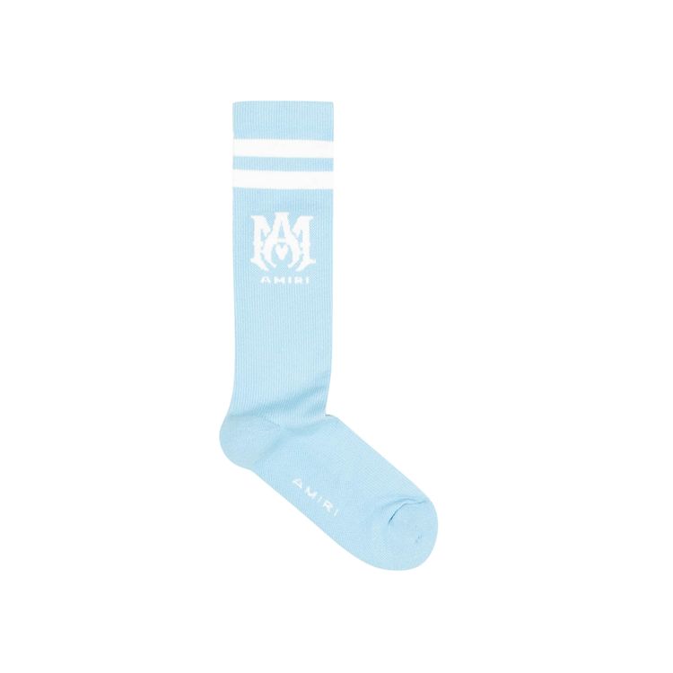 Amiri Ribbed MA Athletic Logo Socks Light Blue