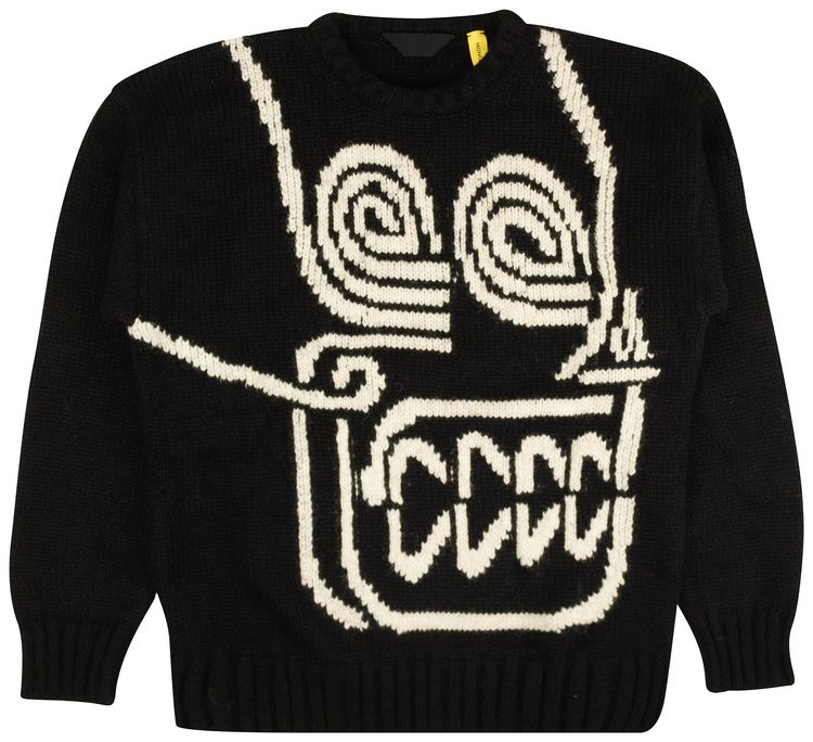 Moncler Intarsia Knit Pullover Sweater Black