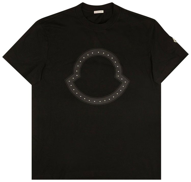 Moncler Logo Outline Short Sleeve T Shirt Black