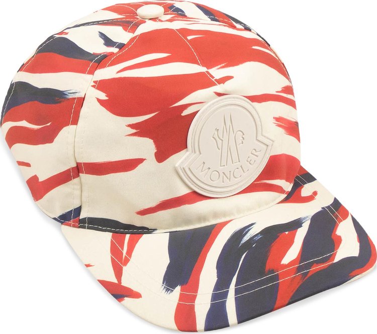 Moncler Logo Patch Baseball Cap 'White/Red'