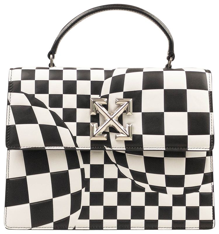 Off White Check Jitney Tote BlackWhite