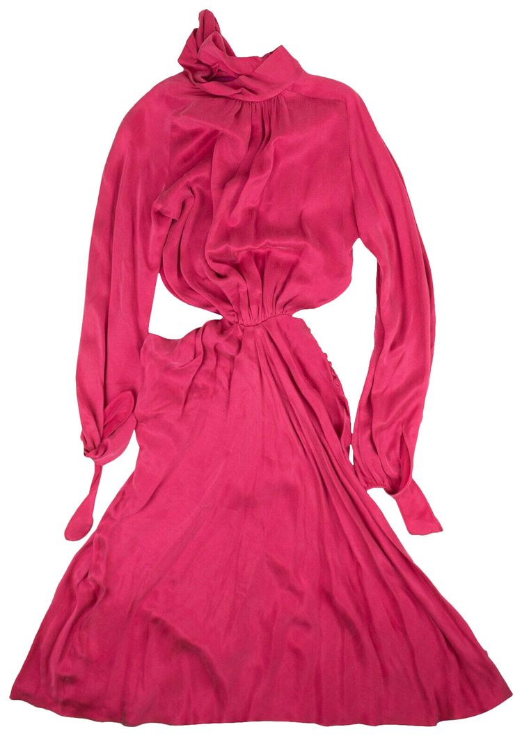 Off White Cinched Waist Long Dress Pink