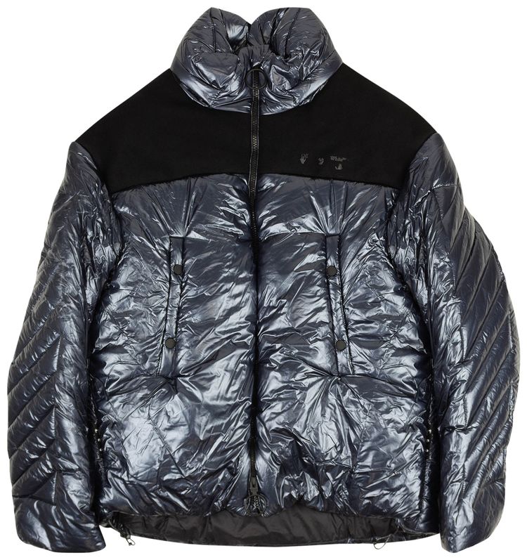 Off White Shiny Down Jacket Navy Blue