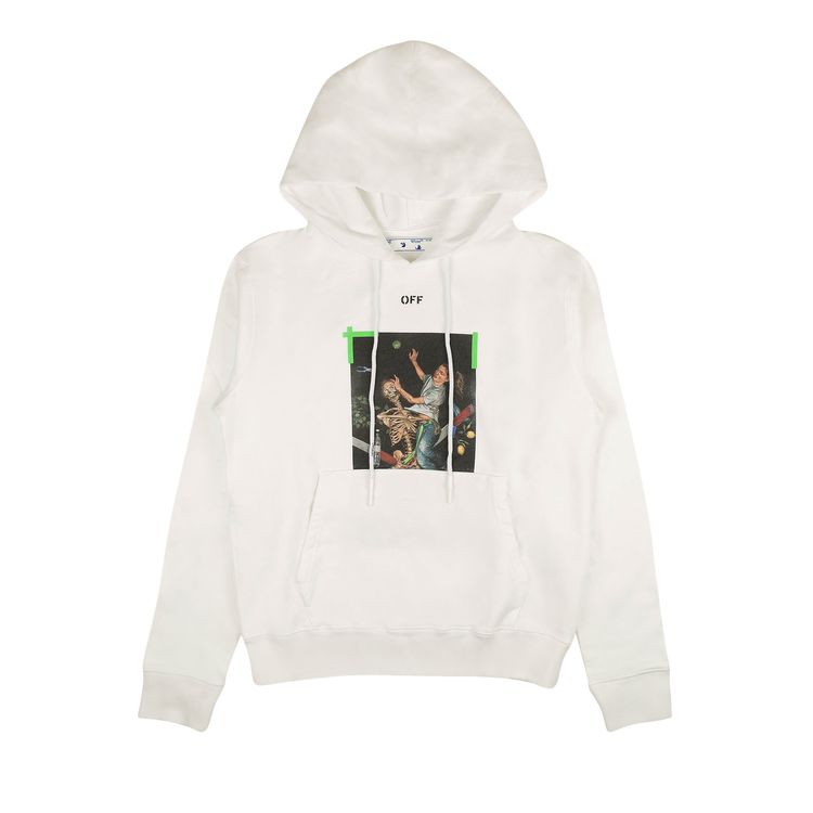 Off White Pascal Print Slim Hoodie White