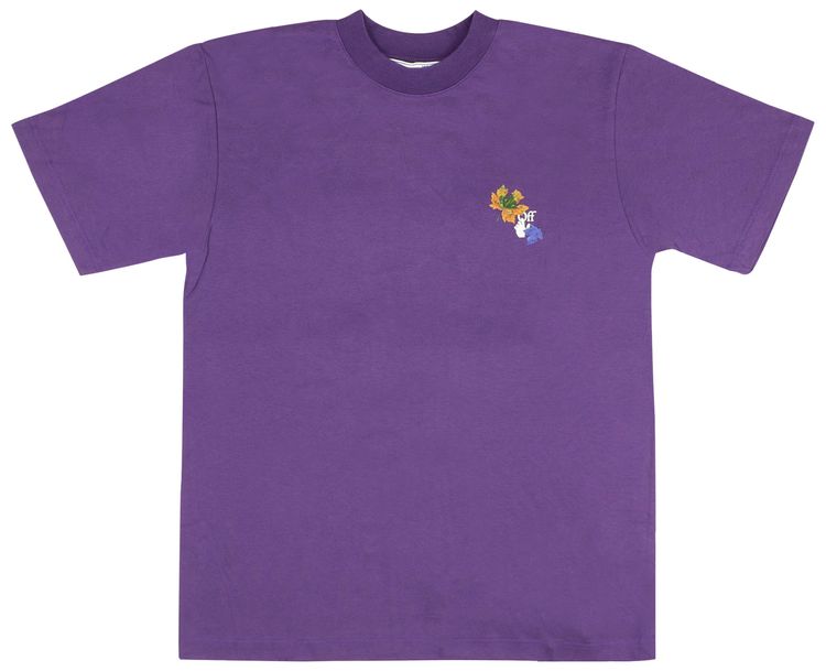 Off White Leaves Casual T Shirt Violet