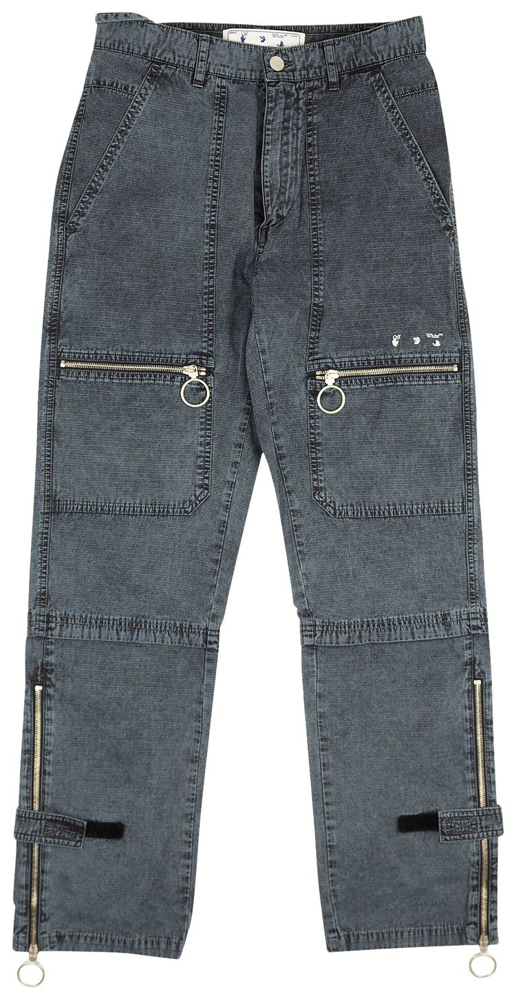 Off White Logo Slim Cargo Pants Blue