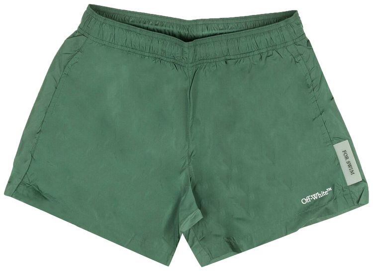 Off White Logo Swimshorts Green