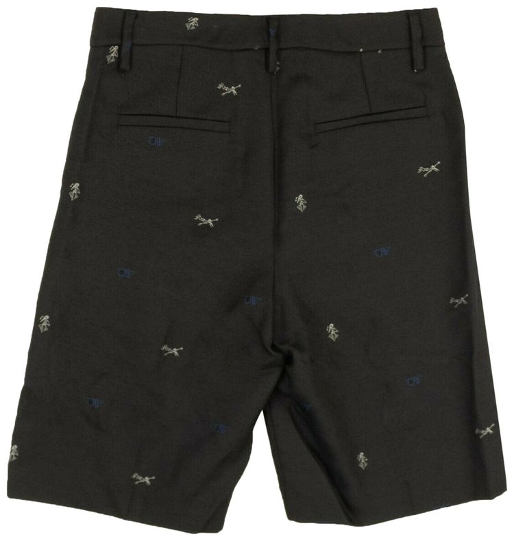 Off White Logo Jacquard Formal Shorts Black