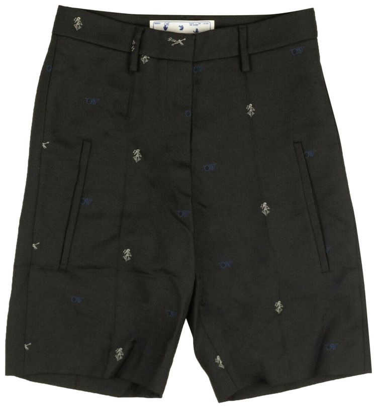 Off White Logo Jacquard Formal Shorts Black