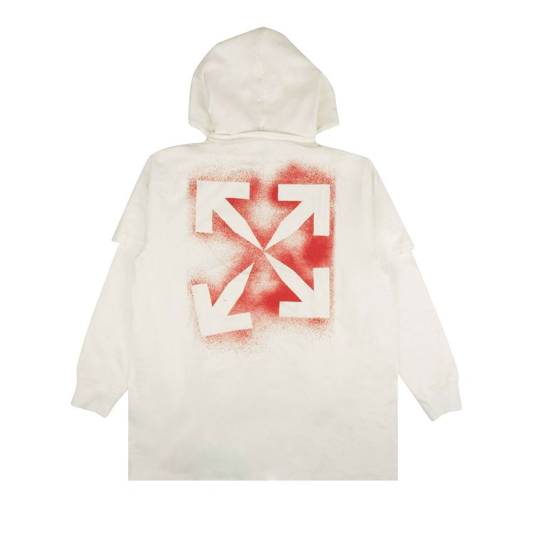 Off White Stencil Double Tee Hoodie White