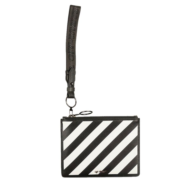 Off White Flat Diag Double Pouch Black