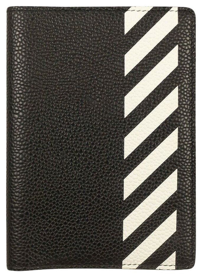 Off White Diag Stripe Passport Holder Black