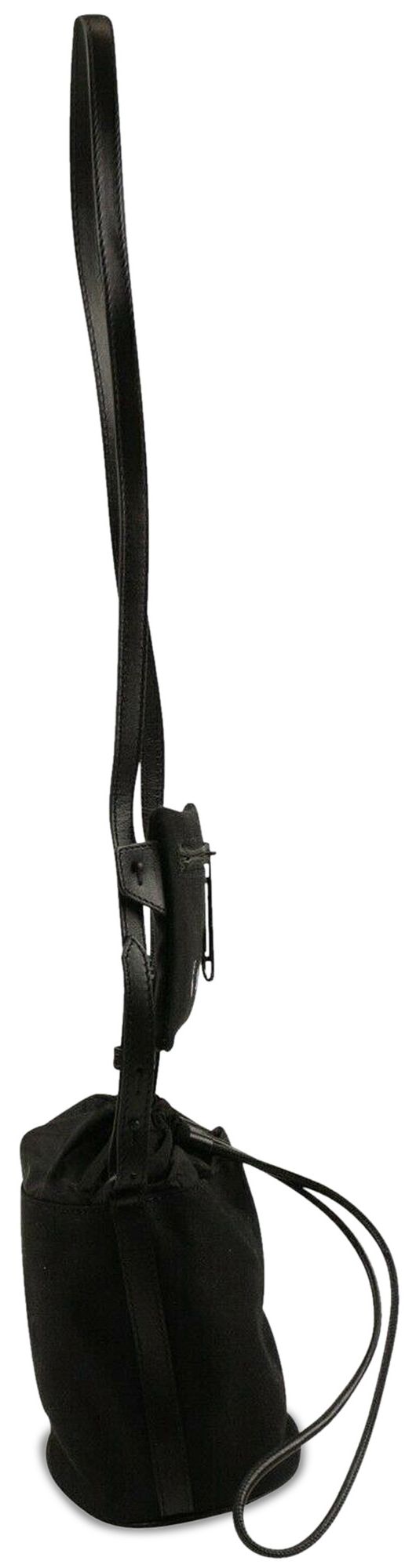 Off White Canvas Bucket Bag Black