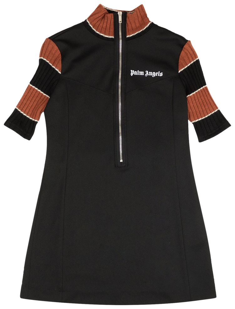 Palm Angels Zip Turtleneck Mini Dress Black