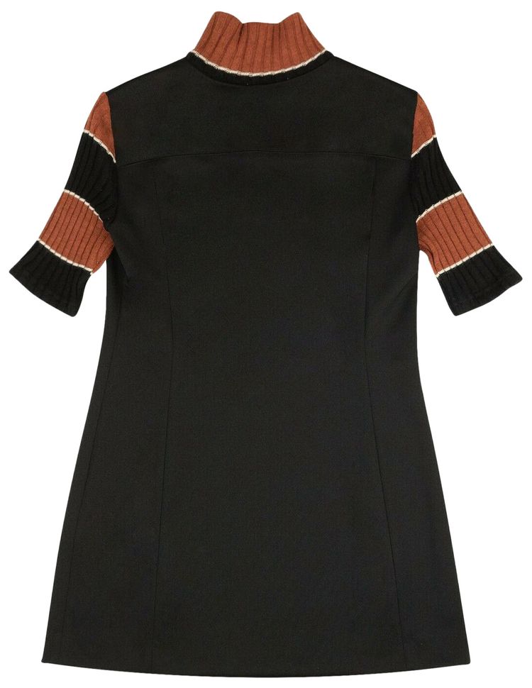 Palm Angels Zip Turtleneck Mini Dress Black