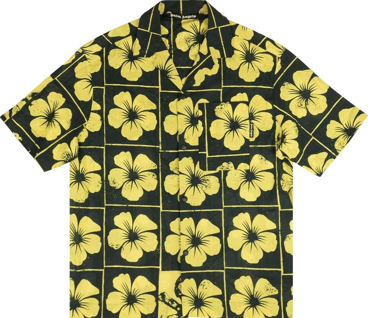 Palm Angels Floral Bowling Button Down Shirt 'Black/Yellow'