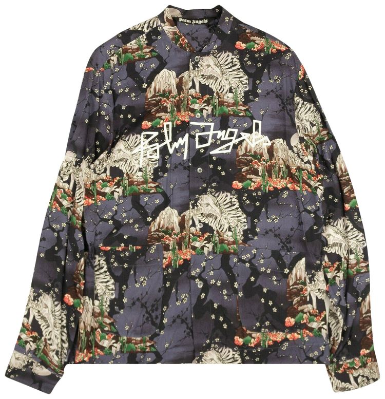 Palm Angels Skull Mandarin Button Down Shirt 'Purple'