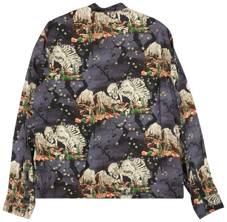 Palm Angels Skull Mandarin Button Down Shirt Purple