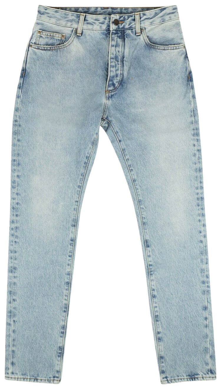 Palm Angels Back Logo 5 Pocket Jeans Light Blue