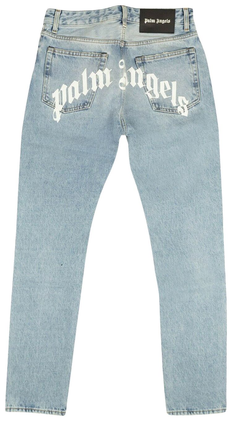 Palm Angels Back Logo 5 Pocket Jeans Light Blue