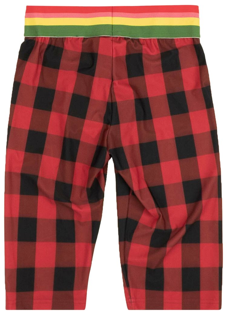 Palm Angels Plaid Buffalo Cyclist Stripe Track Shorts Red