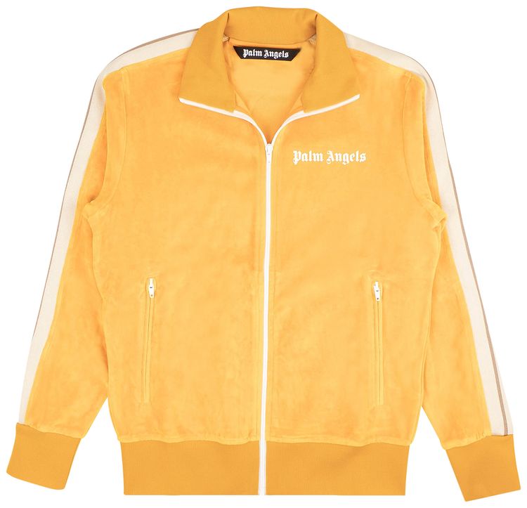 Palm Angels Chenille Velour Track Jacket OrangeWhite