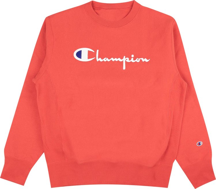 Champion Script Full Chest Logo Crewneck Sweatshirt 'Red'