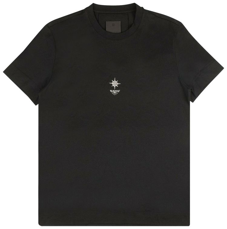 Givenchy Short Sleeve Flower Cross Slim Fit T Shirt Black