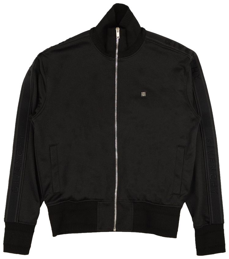 Givenchy Logo Stripe Zip Up Track Jacket Black