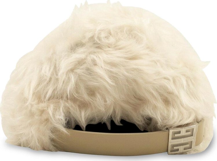 Givenchy Faux Fur Curved Baseball Cap White