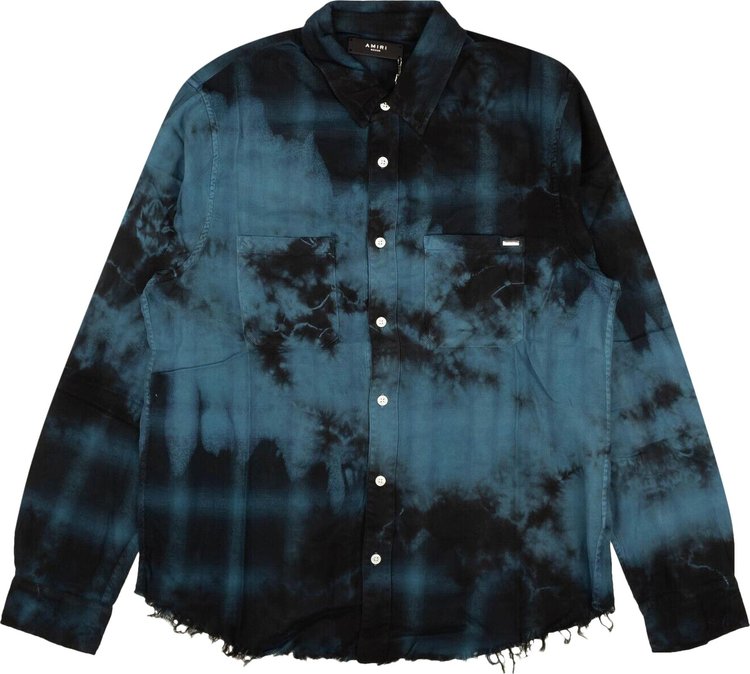 Amiri Beach Tie Dye Plaid Shirt 'Black/Blue'