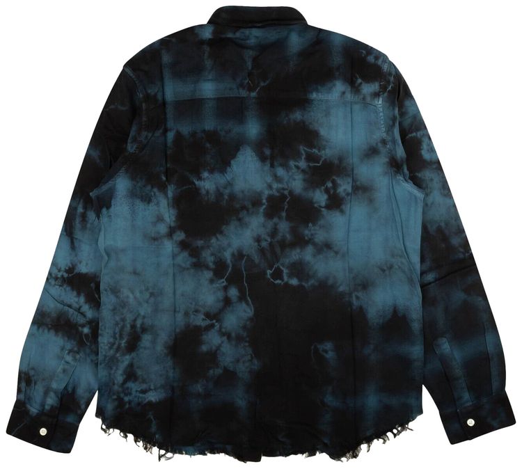 Amiri Beach Tie Dye Plaid Shirt BlackBlue