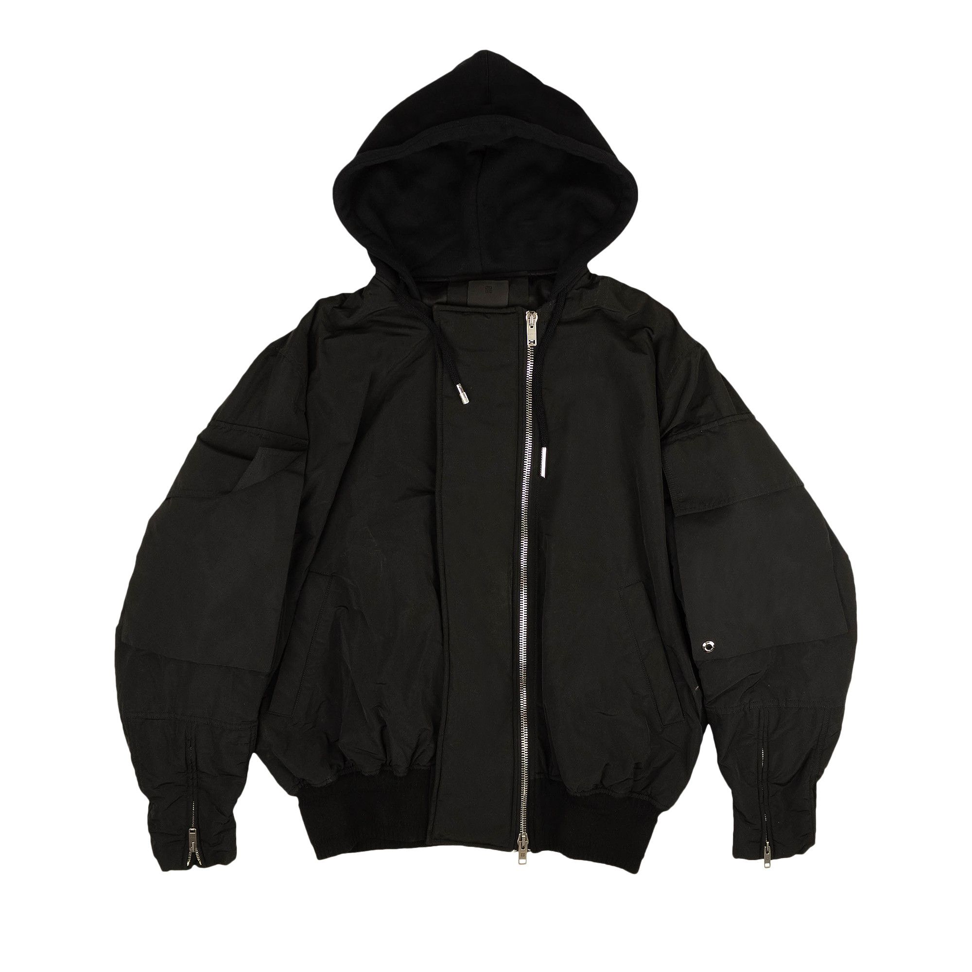 Oversized bomber jacket with hood sales