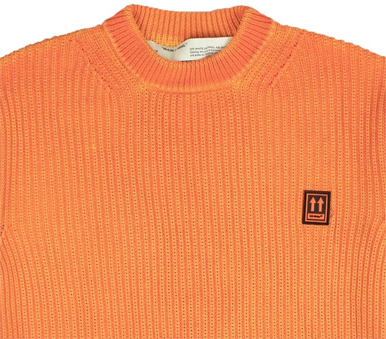 Off White Ribbed Graffiti Sweater Orange