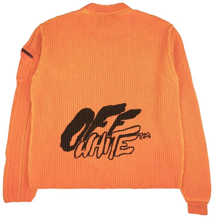 Off White Ribbed Graffiti Sweater Orange