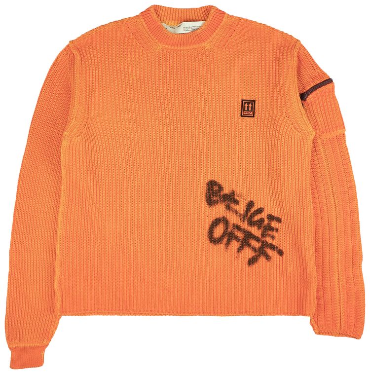 Off White Ribbed Graffiti Sweater Orange