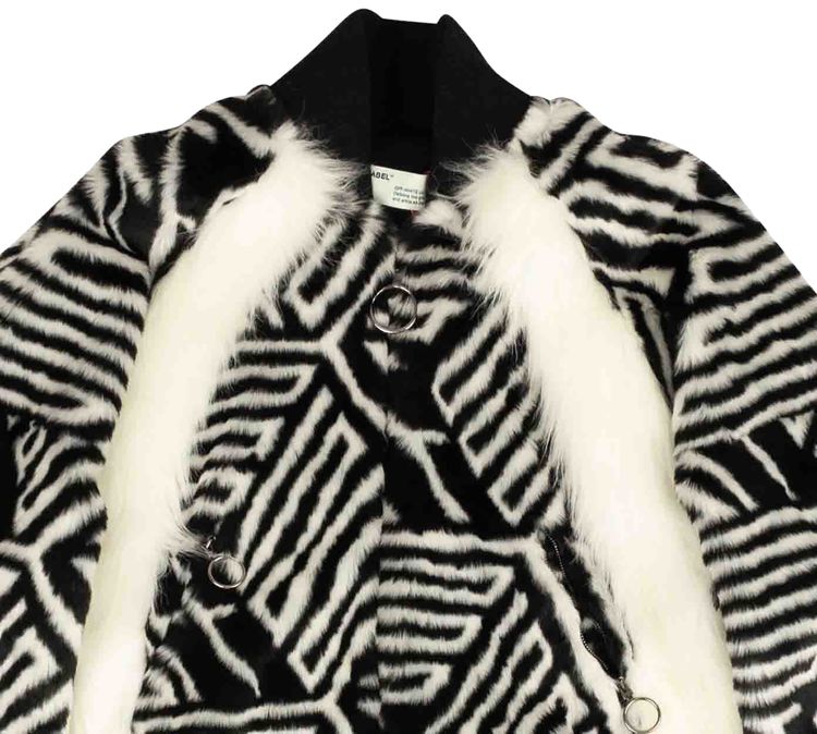 Off White Faux Fur Bomber Jacket Black